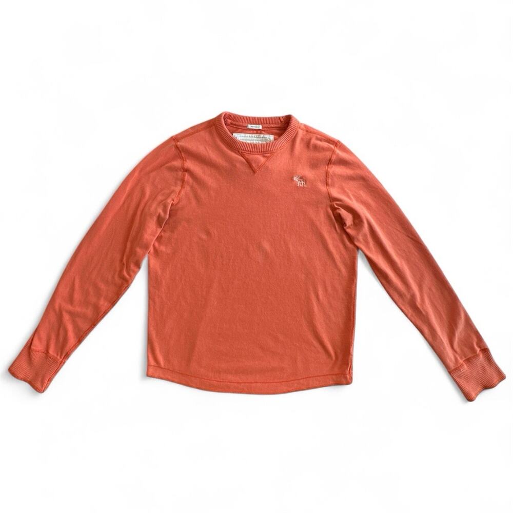 Abercrombie & Fitch Orange Muscle Sweatshirt - Large - Moose Emblem - VGC